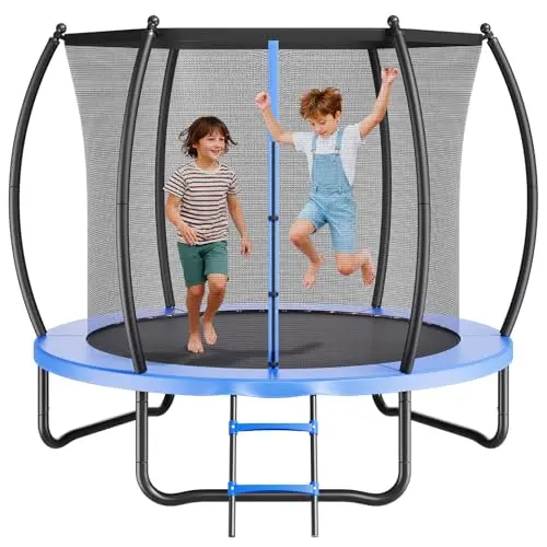 VEVOR Trampoline d'extérieur, 244 x 244 cm, Trampoline de Loisirs antirouille avec Filet de sécurité et Coussin épais, certifié ASTM, capacité de Charge maximale de 120 kg, pour Enfants et Adultes
