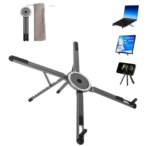 Support Ordinateur Portable 3 en 1, Réglable Support Laptop Support Notebook Support MacBook Stand Laptop Ergonomique Aluminium Magnétique Pliable pour Bureau Voyage Voiture Avion