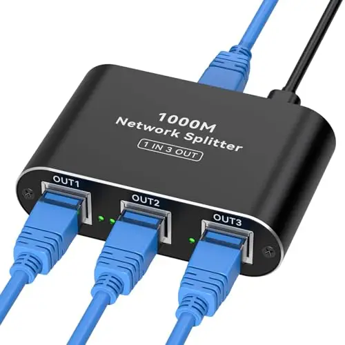 VPFET Lan Switch 1 à 3 1000Mbps Ethernet Splitter 3 port Netzwerk Verteiler Gigabit Switch mit Type C Power Cable Répartiteur RJ45 für Cat5 5e 6