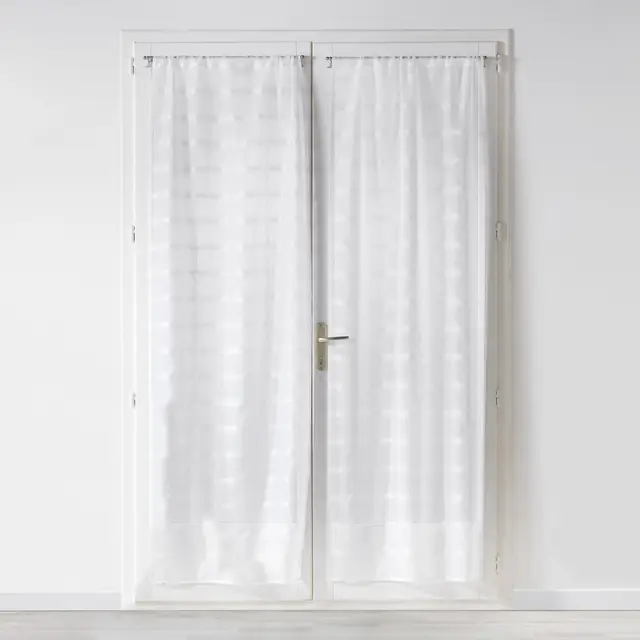 Douceur d'Intérieur, Paire Droite Passe-Tringle (2 x 70 x 200 cm) Candide Blanc, Voile Sablé