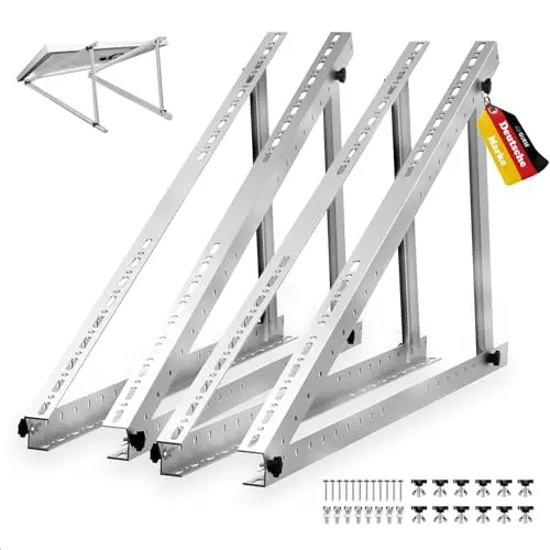 GLIESE Support de Panneau Solaire 114cm (2 Paires) Support Panneau Solaire Centrale de Balcon Angle Réglable de 0° à 90° Supports pour Centrale Balcon pour 100W-600W