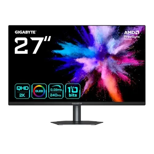 GIGABYTE GO27Q24 27” Moniteur Gaming OLED 2K QHD - 2560 x 1440, 240Hz, 0.03ms, 400 CD/m², FreeSync Premium, HDMI 2.0, Displayport 1.4
