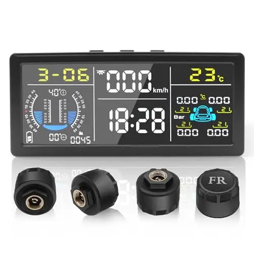 Système de Surveillance de la Pression des pneus Tpms amélioré avec Pente, Altitude, Fonction de détection de Vitesse, Outil de Surveillance de la Pression 9.9BAR/199Psi