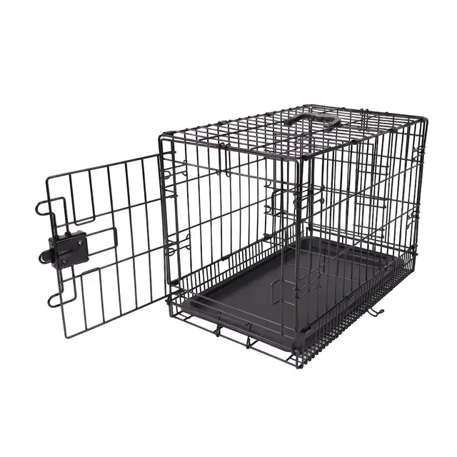 Amazon Basics Cage pour chien Durable,Pliable en fil métallique avec plateau, Porte simple, L 61 x l 46 x H 51 cm, Noir