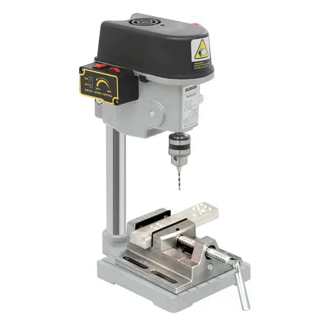 Perceuse sur pied 220 V 340 W - Mini perceuse à colonne - Perceuse à colonne professionnelle - 3 vitesses de rotation réglables pour bois - Pour usage commercial