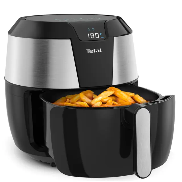 Tefal EY701D friteuse à air chaud Easy Fry XXL | 1850 watts | Capacité : 1,6 kg | Minuterie | 8 menus automatiques | Noir / acier inoxydable