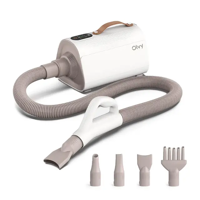 Olvy Sèche-cheveux professionnels pour chien - Souffleur d'eau pour chien - Avec 4 embouts - Insonorisant