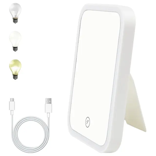 WhizNook Miroir de Maquillage LED Portable 3 Couleurs