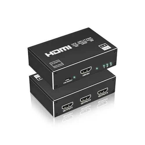 Répartiteur HDMI 1 entrée 3 Sorties - duplicateur HDMI 4K Compatible HDCP 1.4 3D UHD 1080P pour HDTV Lecteurs DVD Consoles de Jeux appareils de Streaming