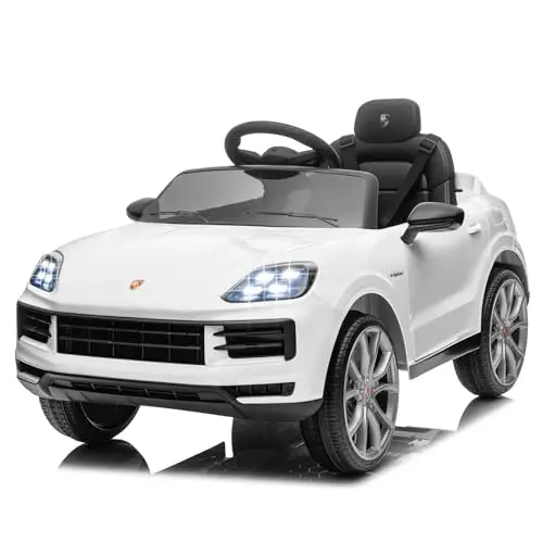 LALAHO Voitures électriques pour Enfants avec Véhicule Électrique 12V Télécommande 2.4G, Véhicule électrique Enfant 2 Portes avec MP3 (Porsche Blanc)