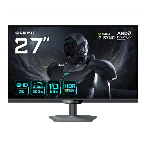 GIGABYTE G27Q20 Moniteur Gaming 27” QHD - 2560 x 1440, 200Hz, 0.5ms, G-Sync Compatible, FreeSync Premium, HDR10, HDMI 2.0, DisplayPort 1.4