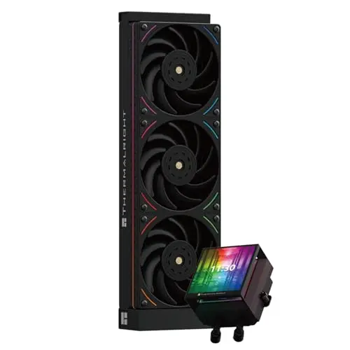 TR-Thermalright Hyper Vision 360 UB ARGB Black Flüssigkeit CPU Kühler, 3,95'' IPS LCD Bildschirm mit 480x480 Auflösung-Magnetisch,360mm Kühler,für AM4/AM5,LGA1851/1700/115x