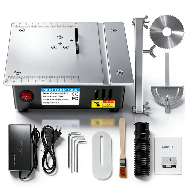 Mini Scie Circulaire De Table Multifonctionnelle, 96W 5000 Rpm Mini Scie Circulaire Sur Table éLectriques Portable Avec 7 Vitesses, Table Saw Machine DéCoupe Bureau Pour Menuiserie, ModéLisme