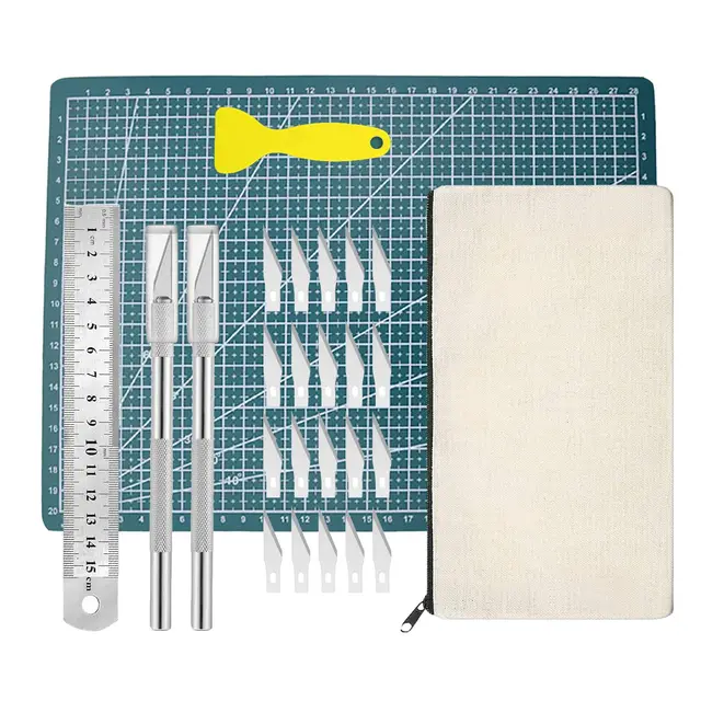 Lot de 26 accessoires pour traceur en vinyle - Outils de désherbage - Outil de bricolage - Couteau de découpe scalpel - Couteau de sculpture - Camées - Inscriptions - Bricolage artistique