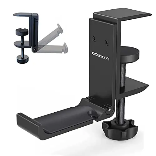 aceyoon Support Casque Pliable Porte Casque Universel Réglable en Aluminium Headset Stand Bureau avec Organiseur de Câble pour Tous Les Casques de Jeu/écouteurs de Bureau(Noir)