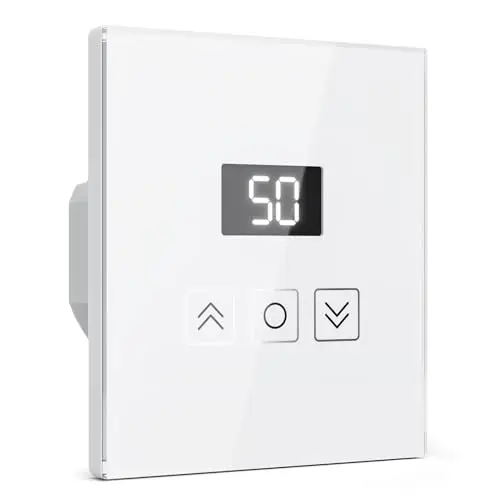 Interrupteur Volet Roulant Connecté avec Fonction Pourcentage, WiFi Interrupteur Mural Équipé un Écran LCD Compatible Alexa/Google Home/SmartLife, Programmation pour Rideaux