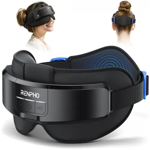 RENPHO Masseur Oculaire avec Chaleur, Masque Chauffant Yeux, Masseur Tête électrique avec Musique Bluetooth, Masseur Tete pour le Front, l'arrière de la tête et Les Tempes, Massage Yeux, Cadeau Femme