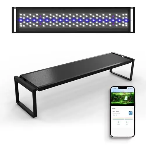 FZONE Aquarium Éclairage LED Avec Contrôle Via Application, Spectre Complet Pour Aquariums Plantés De 24-31'', Minuterie Lever/Coucher De Soleil, 36W(Light60 | For 23.6-31.5‘’ tank)