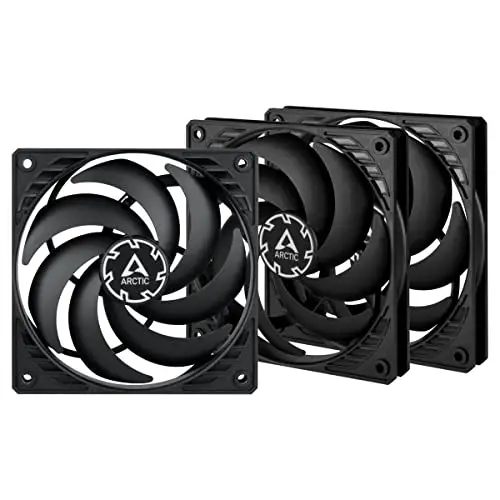 ARCTIC P12 Slim PWM PST (3 Pièces) - Ventilateur PC, 120 mm, Ventilateur Boitier Silencieux, Refroidisseur pour Unité Centrale, Pression Statique Élevée, Fonction de Partage PST, 200-2100 rpm - Noir