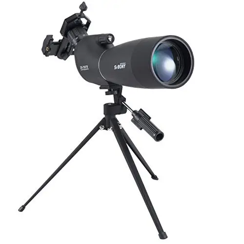 Svbony SV28 Longue-Vue, 25-75x70 avec Trépied,HD BAK4 Prisme FMC Lens avec Adaptateur Téléphonique pour Tir à la Cible, Tir à l'arc, Observation des Oiseaux, Lune