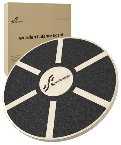 Planche d'équilibre Sportneer en bois avec surface antidérapante pour gymnastique, fitness, exercices de rééducation, 40 cm de diamètre