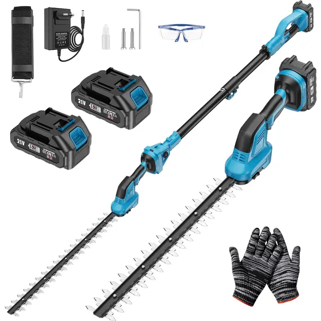 Taille Haie Telescopique Batterie sans Fil avec Perche 2 en 1, Élagueuse sur Perche avec Moteur de 550 W 2 Batteries Taille Haies Électrique, Angle Réglable, Idéal Jardin Verger Taille Haie