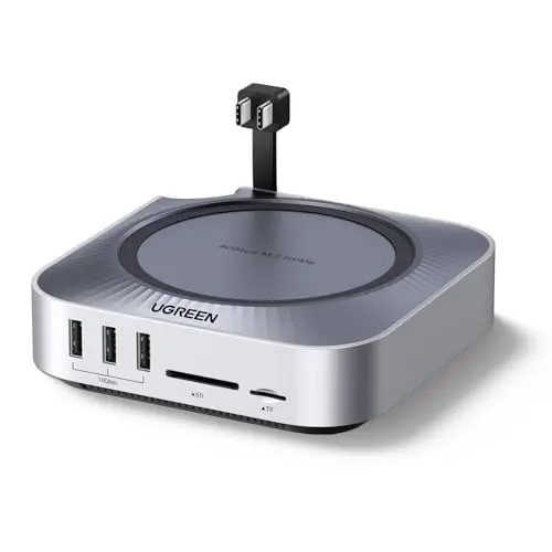 UGREEN USB4.0 Docking Station et Support pour Mac Mini M4 et M4 Pro avec Boîtier M.2 NVME SSD 40Gbps Station d'accueil USB C HDMI 8K 30Hz 4K 144Hz 5 USB 3.2 4A1C 10Gbps Lecteur SD TF 4.0 3.5mm