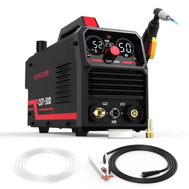 YESWELDER 50Amp Découpeur Plasma HF, Non Arc piloté, Grand écran Digital LED, Epaisseur de coupe max. 20mm, 230V Machine de Découpe Plasma