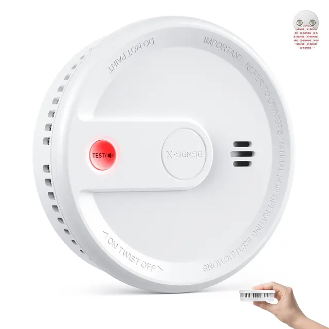 X-Sense Détecteur de Fumée avec Pile Scellée 10 Ans de Durée de Vie, Alarme d’Incendie Aimantée sans Perçage, Mode Veille sans Clignotement, Ultra-Fin, Bouton Test/Silence, XS0G-SN, Lot de 1