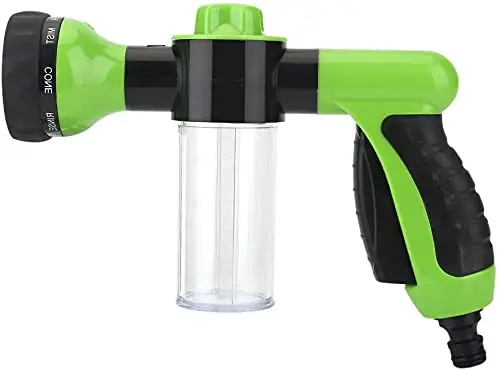 KAHEIGN Pulvérisateur De Mousse De Tuyau D'arrosage, 8 Motifs Buses Haute Pression Pulvérisateur D'arrosage Distributeur De Savon Avec Réservoir De Savon Pour Lavage Voiture Animaux Compagnie Douche