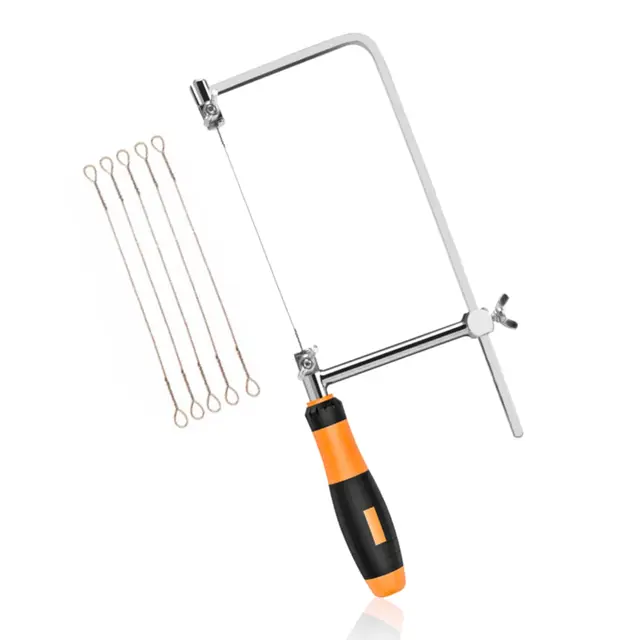 VOBOR Scie À Chantourner, Scie À Chantourner Polyvalente Scies À Métaux Haute Résistance Avec Lames De Rechange De 15 Cm Pour Le Travail Du Bois (S)