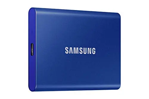 Samsung SSD Externe T7 2 To, Bleu, MU-PC2T0H/WW, Vitesse de lecture/écriture jusqu'à 1050 Mo/s, Sécurisation par mot de passe