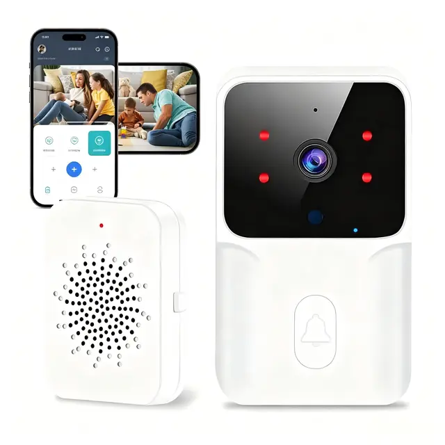 Générique Sonnette Vidéo sans Fil, 1080p Caméra HD,Interphone Intelligent WiFi, Vision Nocturne, Détection de Mouvement, Audio Bidirectionnel - Notification Instantanée sur Smartphone - Étanche IP65