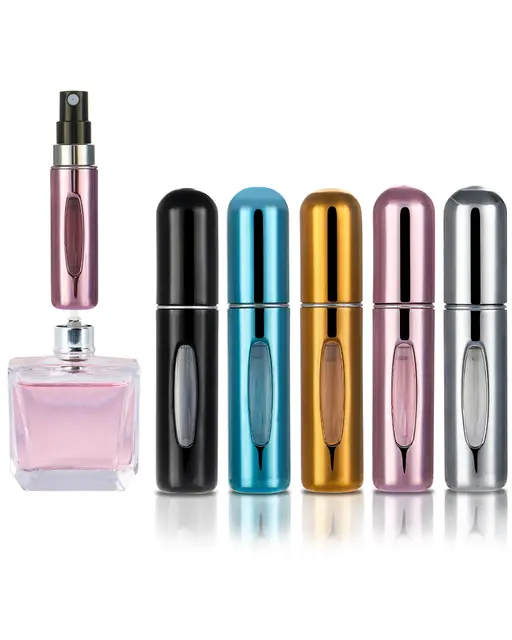 5 PCS 5 ml Vaporisateur Parfum Rechargeable, Flacon Spray Vide Voyage, Mini Portable Echantillon Parfum Vide, avec Fenêtre, pour Voyage, Avion, Déplacements, Sac à Main