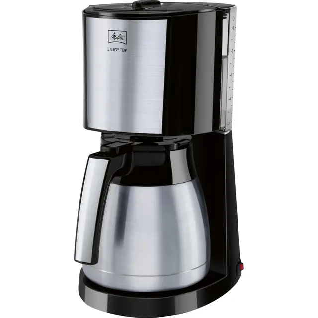 Melitta Cafetière à Filtre avec Verseuse Isotherme en Acier Inoxydable, Sélecteur d’Arôme, Enjoy Top Therm, Noir/Acier Brossé, 1017-08