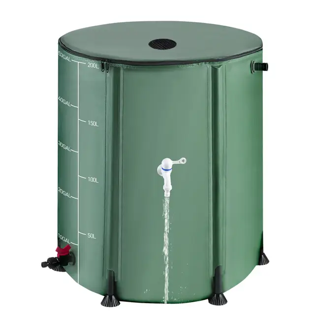 Tonneau de pluie pliable de 1000 litres, réservoir de stockage d'eau de jardin portable Oxford 1000D pour recueillir l'eau de pluie avec couvercle zippé, système de collecte d'eau de pluie de 200 l
