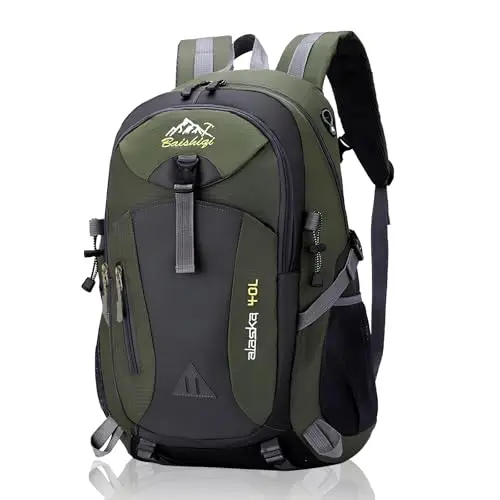 Qooloo Sac à Dos de Randonnée Léger 40L, Sac à Dos de Voyage Trekking en Polyester pour Femmes Hommes, pour Sport en Extérieur, Sports de Plein Air, Camping, Escalade, Ski et Cyclisme
