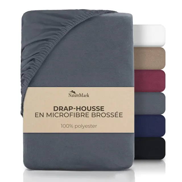 NatureMark Drap-Housse en Microfibre Brossée – Ultra Doux, Respirant & Hypoallergénique – Séchage Rapide, Facile d’Entretien – Bonnet Élastique – 140x200 cm Gris Anthracite