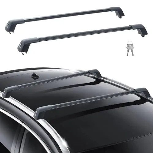 VEVOR Barre transversale de Toit Universelle, 122,8 cm Max., Barre supérieure de Voiture en Aluminium, pour Rails latéraux rainurés sans Espace, réglable avec verrous pour SUV, berline, fourgonnette