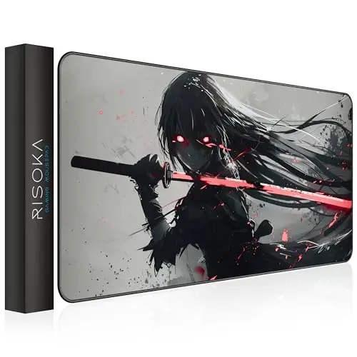 Tapis de Souris Gamer Anime XXL 900x400 mm - Bords Cousus & Surface imperméable - Design XL pour Bureau - Grand Accessoire Clavier Gaming Setup & PC
