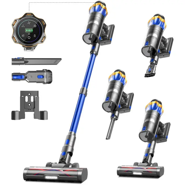 650W/55KPA Aspirateur Balai sans Fil 70min, 1.6 L Aspirateur sans Fil Puissant avec Rechargeable Support Mural, Brosse Anti-Enmêlement Améliorée et OLED Écran Tactile, pour Sols Durs/Animaux/Voiture2