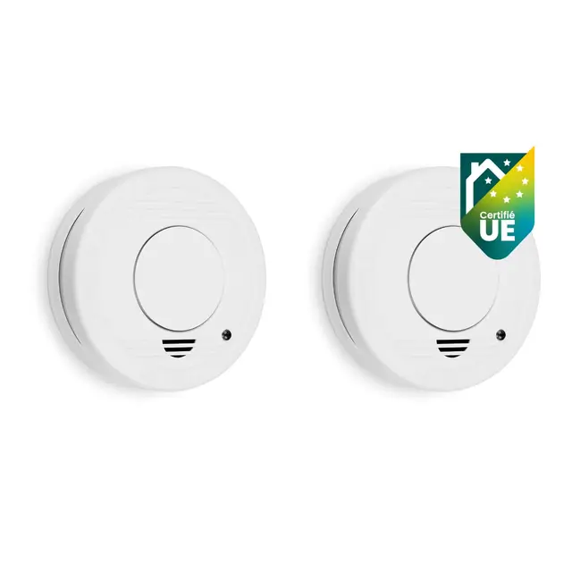 Smartwares Lot de 2 détecteurs de fumée – Capteur Optique - Durée de Vie : 10 Ans - Bouton de Test – 85 DB - 10.048.28