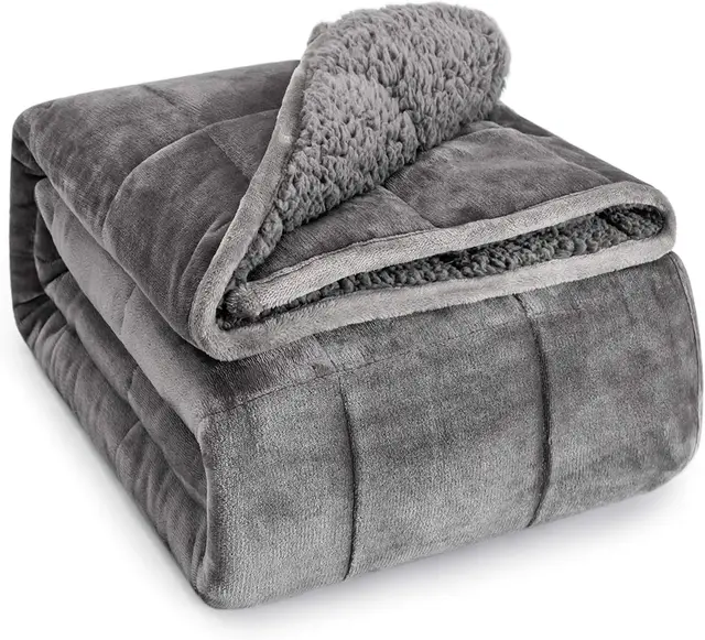 Sivio Couverture lestée pour Adulte - 7 kg - Couverture Lourde en Flanelle Douce réversible - Couverture lestée Extra Chaude et Confortable - 150 x 200 cm - Double Face - Gris