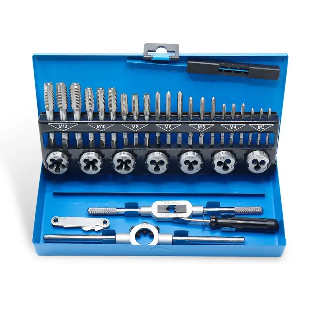 CCLIFE Coffret de Tarauds et Filières,32 pièces Kit de Filetage M3-M12 pour la Création et la Réparation de Filetage Taraudage et Filetage