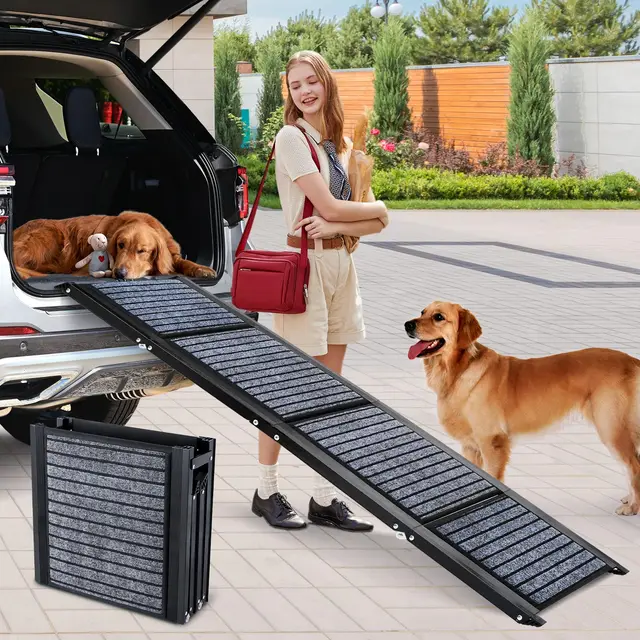 Rampe pour chien extra longue, 170 cm, pliable, tapis haute traction, antidérapante, pour voitures, camions et SUV, stable jusqu'à 110 kg
