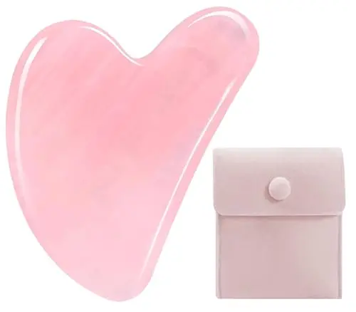 Gua Sha Visage et Corps aux Pierre Naturelle de Quartz Rose | Outil de Massage Facial d'Acupuncture | Anti-Rides Visage Yeux et Cou