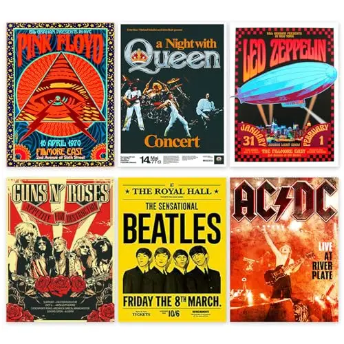 BDSHUNBF Lot de 6 d'Album de Band, Impressions sur Toile de Pochettes, Décoration Murale, Affiche d'Art, Esthétique Poster, pour Dortoir Chambre, sans Cadre