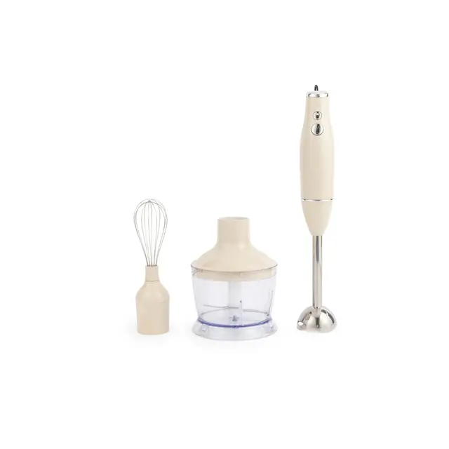 Salter Retro Mixeur 3-en-1 – Moteur Puissant 600W, 2 Vitesses, Fouet & Lames en Acier Inoxydable, Bol Hachoir de 500ml, Mixeur à Main Multifonction pour Fouetter, Mélanger & Hacher, Crème.