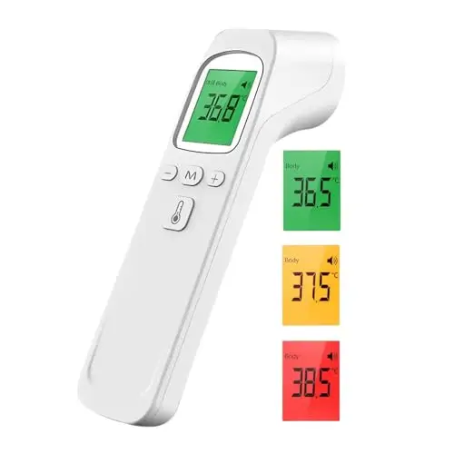 Thermomètre Frontal Sans Contact, DUPELEC Thermomètre Infrarouge avec Lecture Instantanée 1s, Rappel de Mémoire, Écran LCD, ℃ / ℉, Thermometre Frontal Bebe et Adultes (Piles AAA non Incluses)