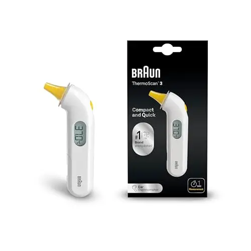 Braun ThermoScan 3 Thermomètre auriculaire | Mesure rapide en 1 seconde | Indicateur sonore de fièvre | Convient aux bébés et aux nourrissons | Marque #1 auprès des médecins(1) | IRT3030